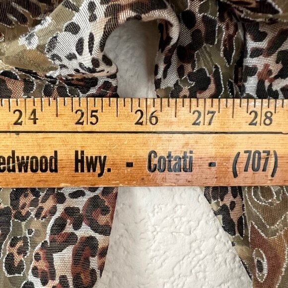 Linen Blend Sheer Brown Safari Cheetah Print Office Career Button down Women 18W - Picture 7 of 10